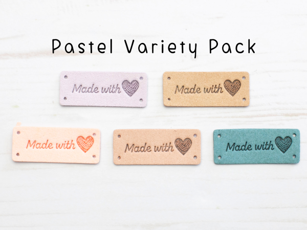 Made With Love, Horizontal Tags in Pastel Colours from Fox & Pine Stitches 5/Package